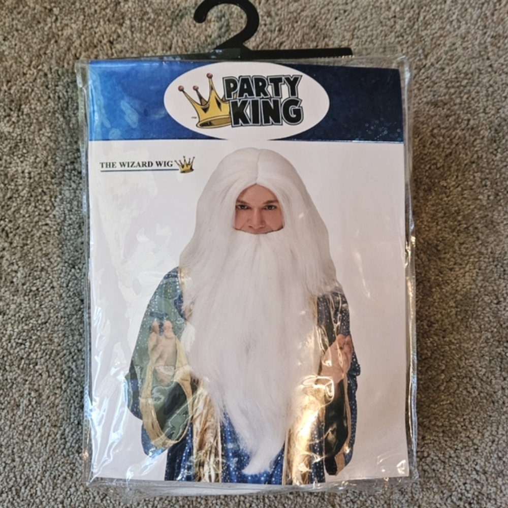 White wizard costume wig & beard set